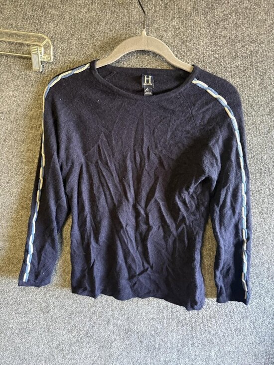 Hilfiger Sweaters - Hilfiger Sweater Womens XS Blue Lightweight Silk Cashmere 3/4 Raglan Knit
